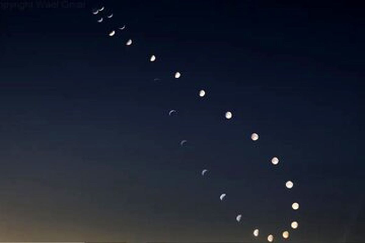 تصویر خیره‌کننده از مسیر حرکت ماه در 30 روز