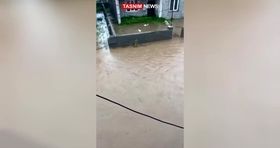 وقوع سیلاب در پی بارش باران در آستارا + فیلم